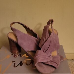 Elegant Rose Colored Surde Women's Heels